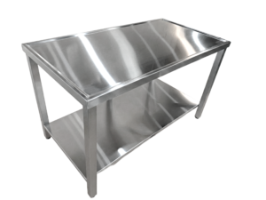 Mesada de acero inoxidable con estante